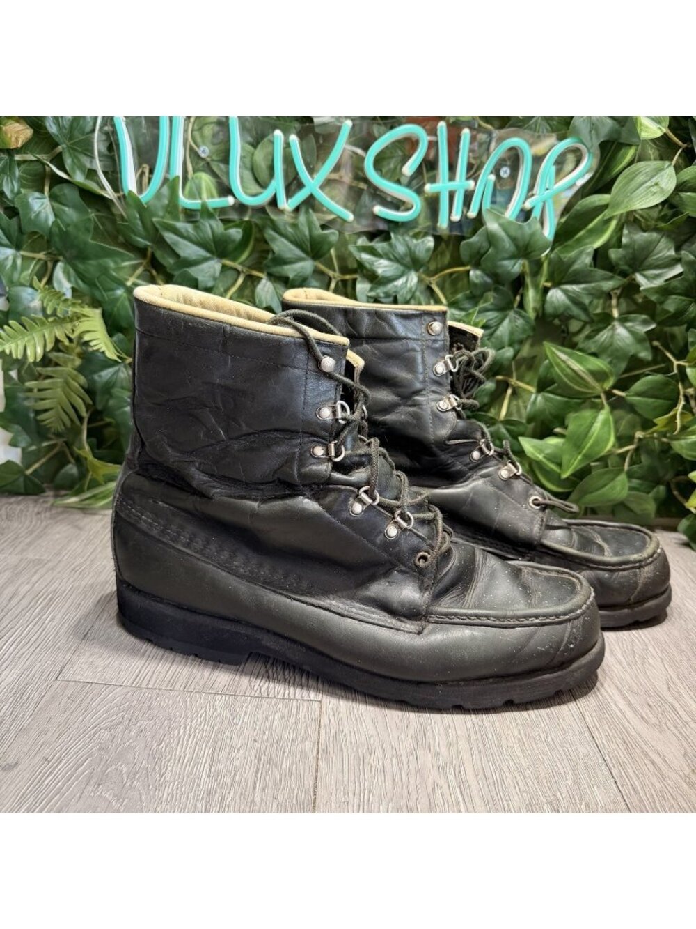 VTG Browning Boot Black Leather Lace Up Hunting Boots USA 12 EE